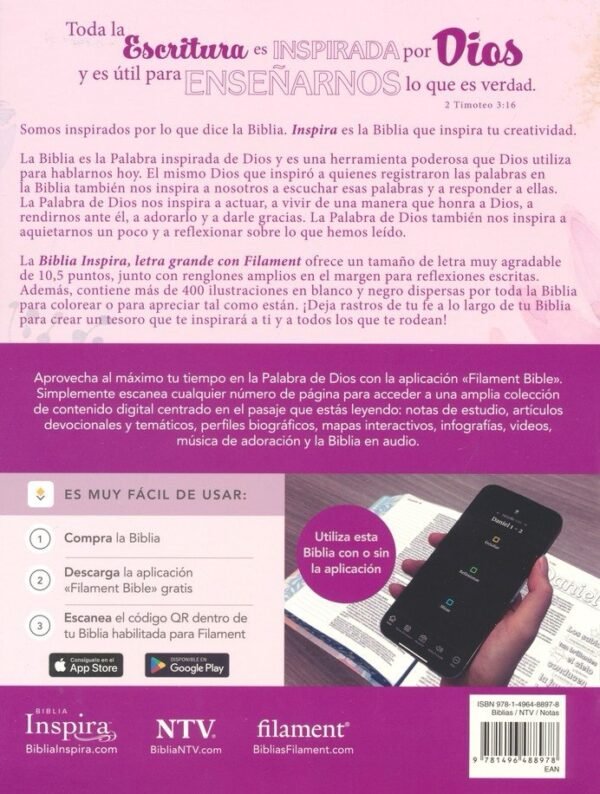 Biblia Inspira NTV, letra grande con Filament, SentiPiel, Primaveral