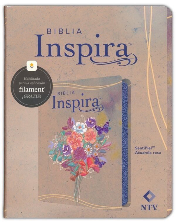Biblia Inspira NTV con Filament, SentiPiel, Acuarela rosa
