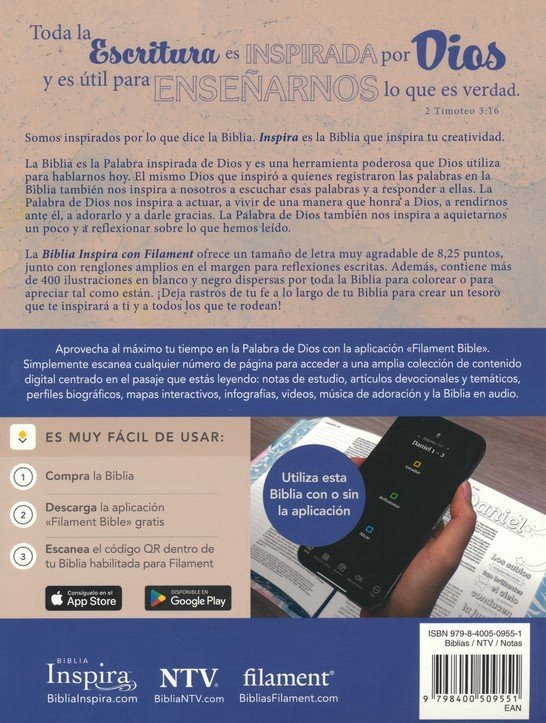 Biblia Inspira NTV con Filament, SentiPiel, Acuarela rosa