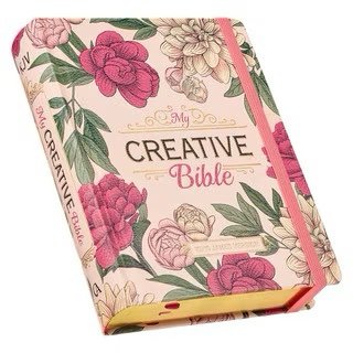 Rose-pink Floral Faux Leather Hardcover KJV My Creative Bible with Elastic Closure