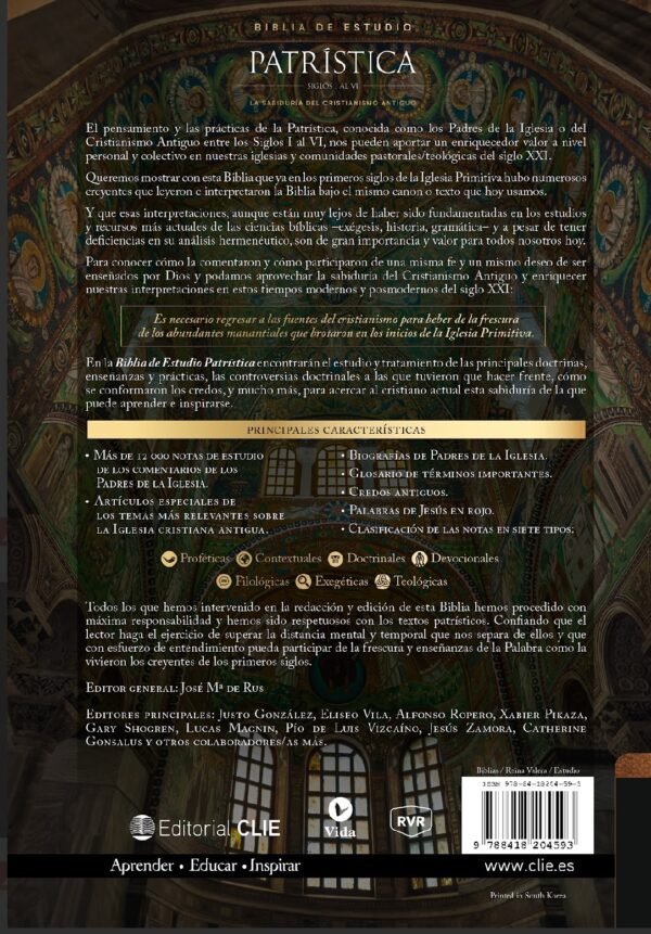 Biblia de Estudio Patrística Tapa Dura