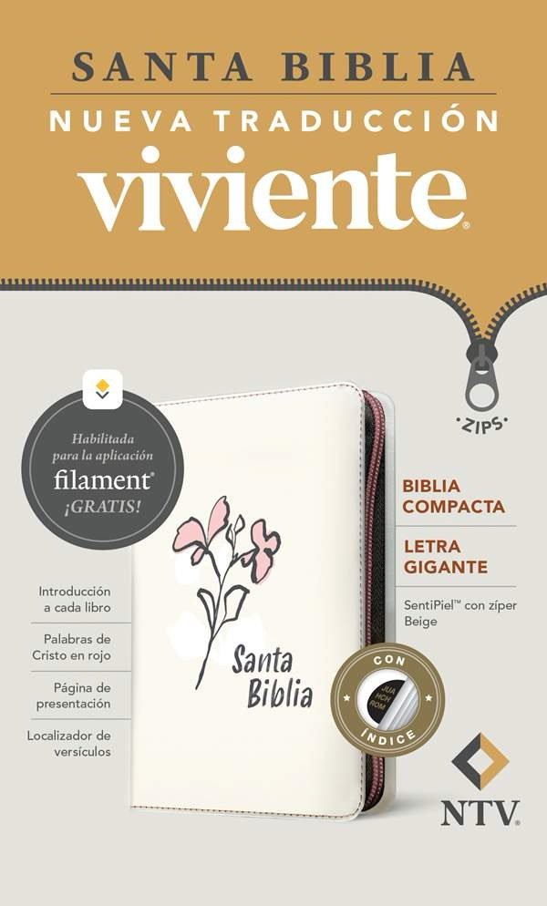 Biblia compacta NTV, letra gigante de zíper, índice con Filament