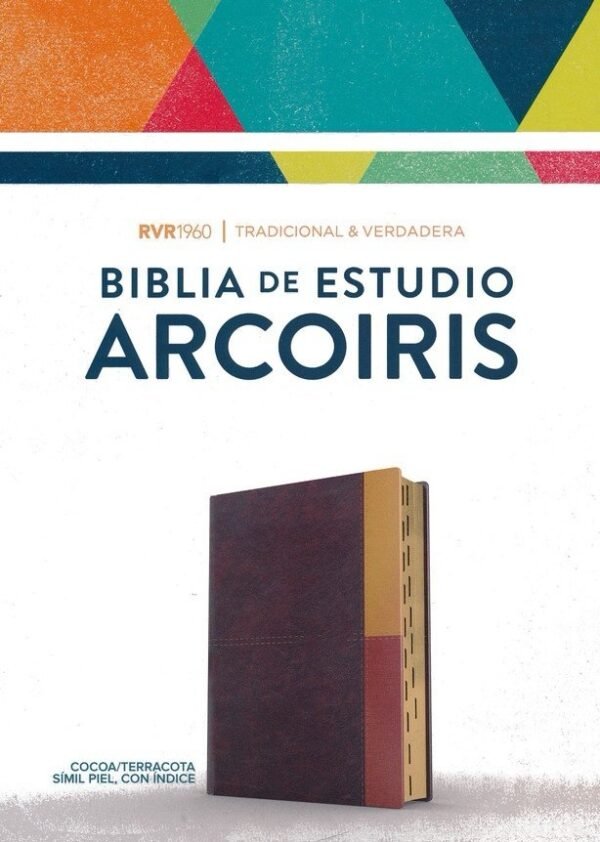 Biblia de Estudio Arcoiris, cocoa/terracota símil piel con índice