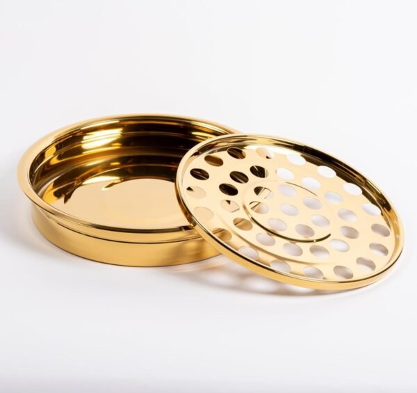 Communion Tray & Disk, Brass, Holds 40 Cups/ Bandeja para Santa Cena Dorada
