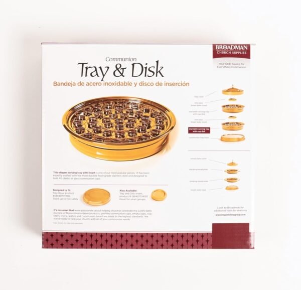 Communion Tray & Disk, Brass, Holds 40 Cups/ Bandeja para Santa Cena Dorada
