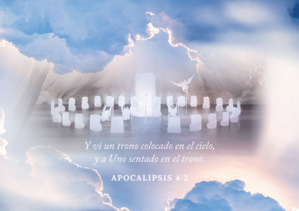Cuadro enmarcado: Y vi un trono colocado en el cielo. (Apocalipsis 4:2)