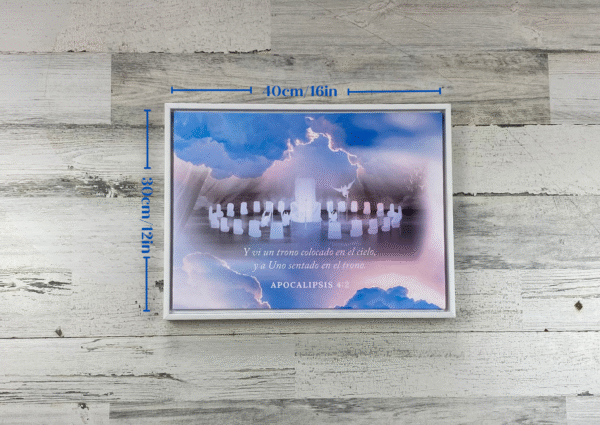 Cuadro enmarcado: Y vi un trono colocado en el cielo. (Apocalipsis 4:2)