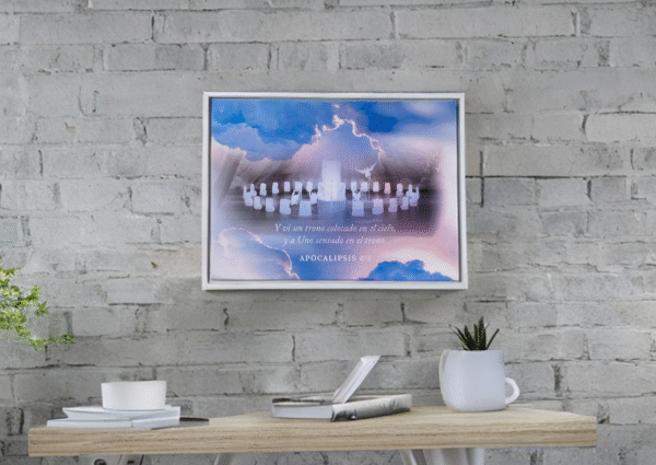 Cuadro enmarcado: Y vi un trono colocado en el cielo. (Apocalipsis 4:2)