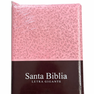Biblia Tamaño Manual Letra Grande Rosada y Marrón 14 puntos (Zipper)