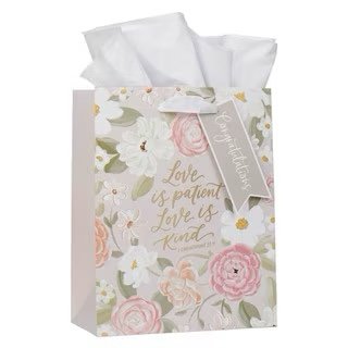 img_0201 Love is Patient Pink Floral Medium Gift Bag 1 Corinthians 13:4