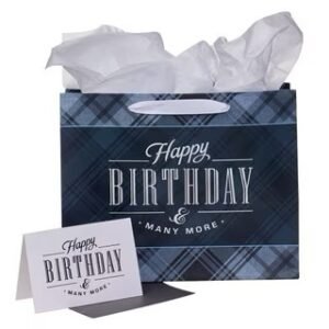 img_0204 Charcoal and Black Happy Birthday Large Landscape Gift Bag Set with Card