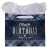 Charcoal and Black Happy Birthday Large Landscape Gift Bag Set with Card