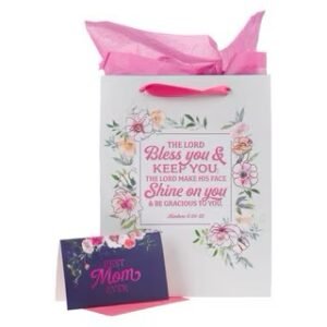 img_0216 Bless You and Keep You Pink Floral Large Portrait Gift Bag with Card Set - Numbers 6:24-25