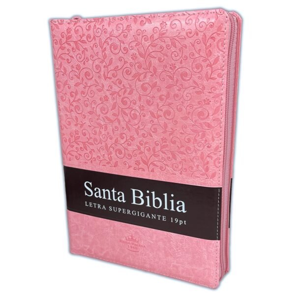 Biblia Letra Supergigante 19 puntos Rosada con Zipper