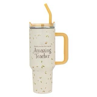 Amazing Teacher Blossom and Bees 40 oz Stainless Steel Tumbler with Straw