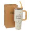Amazing Teacher Blossom and Bees 40 oz Stainless Steel Tumbler with Straw
