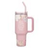 God is With Her Pink Floral 40 oz Stainless Steel Tumbler with Straw