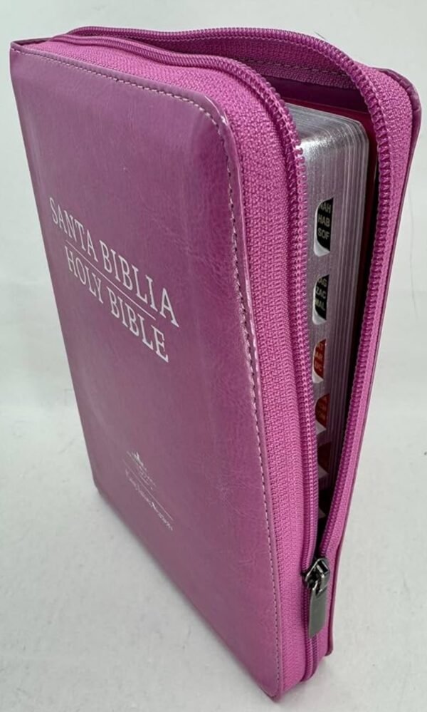 Biblia Bilingue RVR1960 Rosa con Zipper y Índice/ Pink Bilingual Bible KJV with Zipper and Index