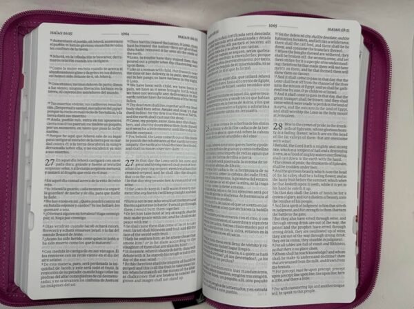 Biblia Bilingue RVR1960 Rosa con Zipper y Índice/ Pink Bilingual Bible KJV with Zipper and Index