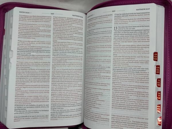 Biblia Bilingue RVR1960 Rosa con Zipper y Índice/ Pink Bilingual Bible KJV with Zipper and Index