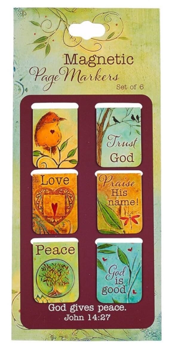 Magnetic Bookmarks God gives peace. Set of 6