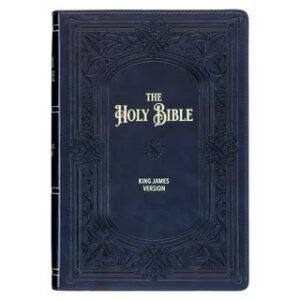 Midnight Blue Art Nouveau Framed Faux Leather Giant Print Full-size KJV Bible with Thumb Index