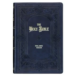 Midnight Blue Art Nouveau Framed Faux Leather Giant Print Full-size KJV Bible with Thumb Index