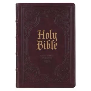 Antiqued Dark Brown Faux Leather Giant Print Full-size KJV Bible with Thumb Index
