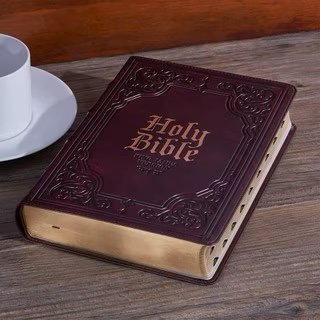 Antiqued Dark Brown Faux Leather Giant Print Full-size KJV Bible with Thumb Index