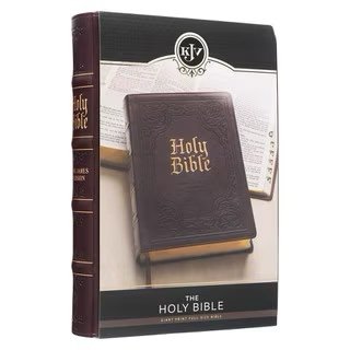 Antiqued Dark Brown Faux Leather Giant Print Full-size KJV Bible with Thumb Index