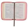 Burgundy and Pink Floral Faux Leather Compact KJV Bible with Zippered Closure