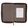 Burgundy and Saddle Tan Framed Faux Leather Compact KJV Bible with Zippered Closure