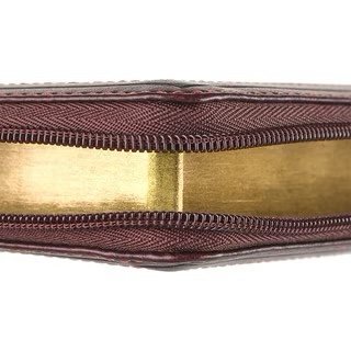 Burgundy and Saddle Tan Framed Faux Leather Compact KJV Bible with Zippered Closure