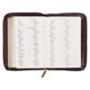 Burgundy and Saddle Tan Framed Faux Leather Compact KJV Bible with Zippered Closure