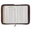 Burgundy and Saddle Tan Framed Faux Leather Compact KJV Bible with Zippered Closure