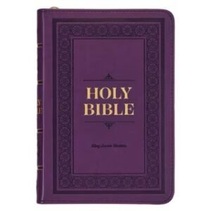 Iris Purple Faux Leather Compact King James Version Bible with Zippered Closure