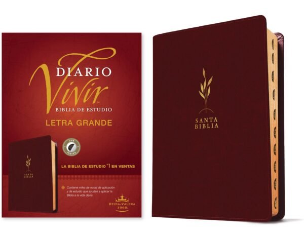 Biblia de Estudio Diario Vivir Letra Grande Índice Rojo Vino