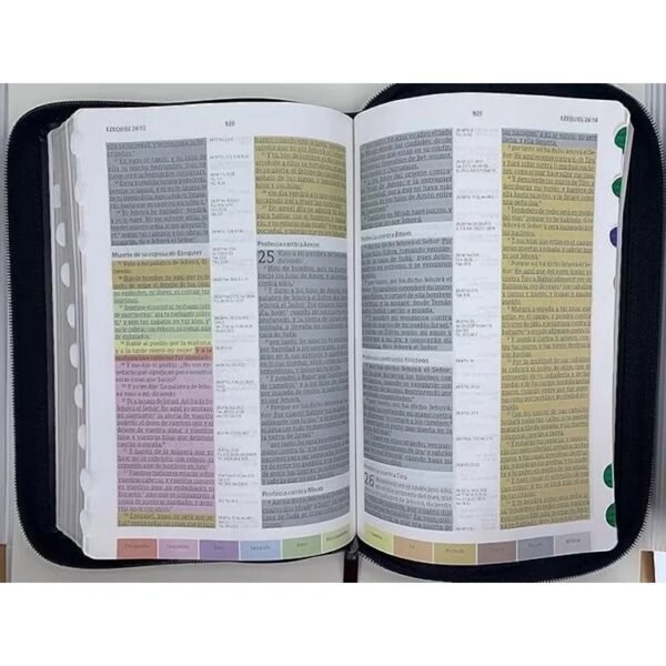 img_5196 Biblia de Estudio Arcoíris Negro Simil Piel Con Cierre y Índice