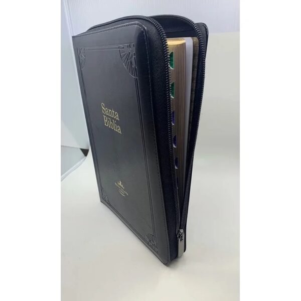 img_5197 Biblia de Estudio Arcoíris Negro Simil Piel Con Cierre y Índice