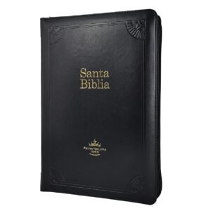 Biblia de Estudio Arcoíris Negro Simil Piel Con Cierre y Índice